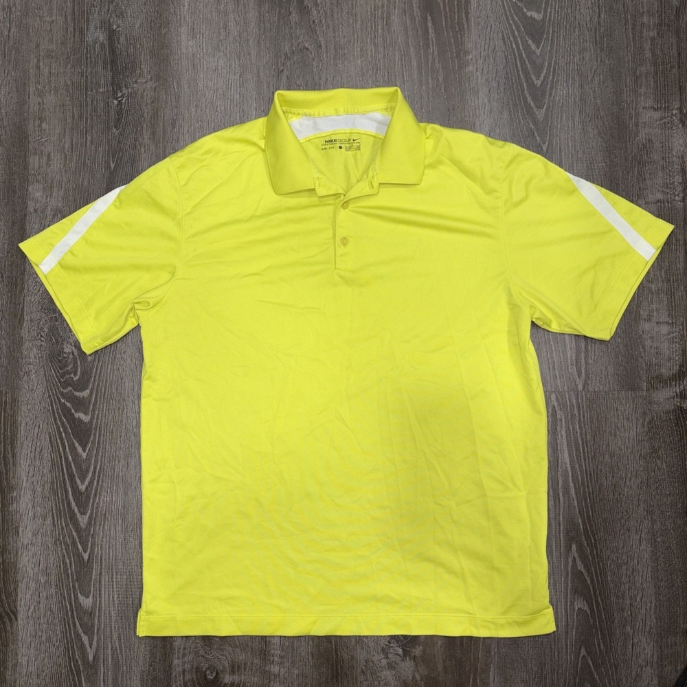 Nike Golf Mens Large Dri-Fit Performance Polo Neon Pullover Shirt 358326